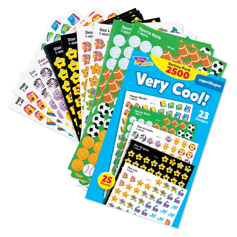 TREND enterprises, Inc. Very Cool! superShapes Stickers Variety Pack, 2500 ct - Image 1